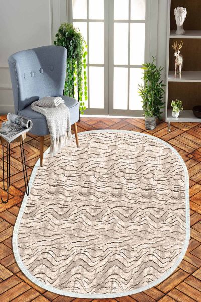 Birkilim Oval Yıkanabilir İpeksi Kaymaz Taban Dekoratif Halı | MLN-IP-O-HT-772