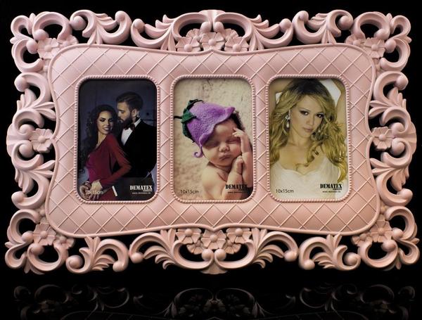 Dematex 3'lü Resim Çerçevesi Antik Stil Pembe