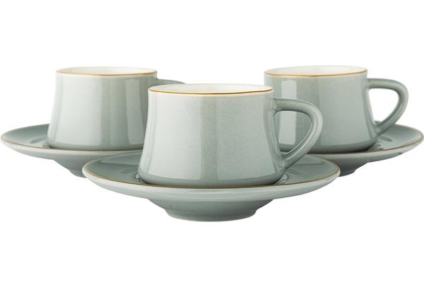 Almina Çay ve Kahve Seti | Bardak ve Fincan | Mint | 18 Parça | Al-8265
