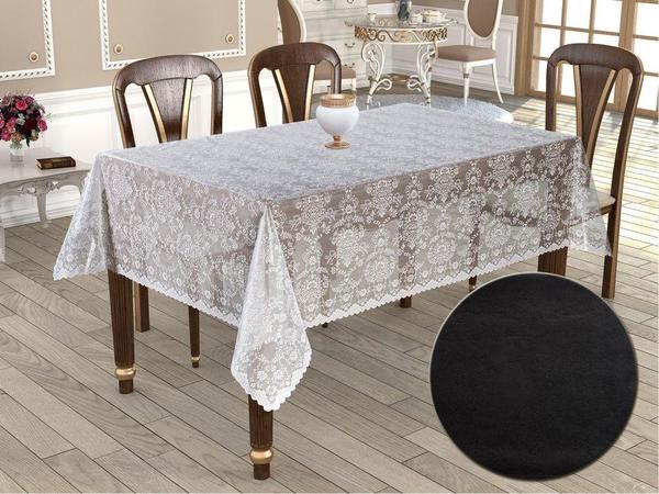 Knitted Board Pattern Rectangular Tablecloth Bahar Black