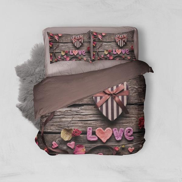 Ensemble de housse de couette simple 3D Minteks - Bois