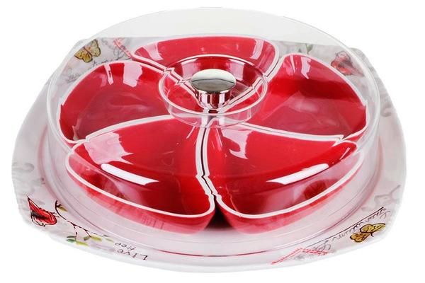 Teslimat: 1x Dekonaz Kapaklı Porselen Kase Seti Kır Evi Stili 7 Parça | Kırmızı