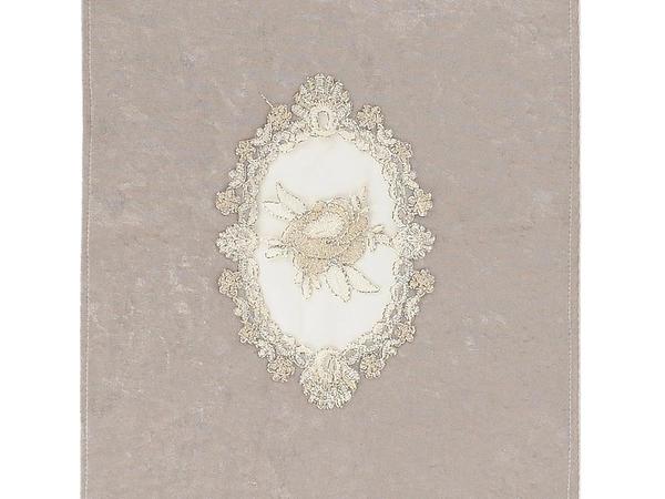 Goncagül Lüx Aplikeli Kadife Runner Gri