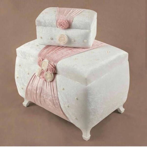 Rose Pink Lüx 2li Çeyiz Sandığı Krem