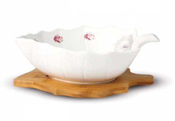 Korkmaz Natura Holzständer Blatt Schüssel | Weiß | A640-02