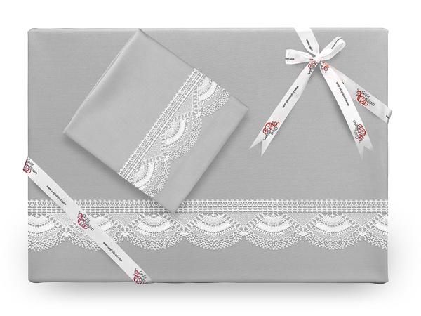 Kula Plain Needle Lace Bettbezug Set Grau