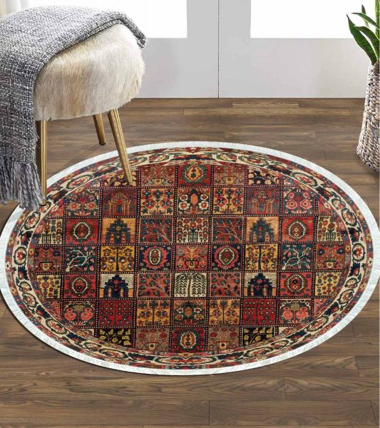 Birkilim Yuvarlak Yıkanabilir Dekoratif Halı İpeksi Kaymaz Taban | MLN-IP-YU-HY-869