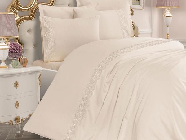 دانتيل فرنسي Lalemzar Dowry Duvet Cover Set كريم