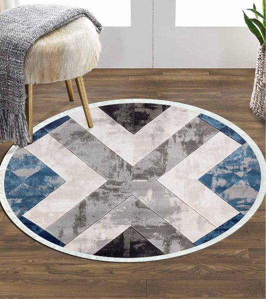 Birkilim Yuvarlak Yıkanabilir Dekoratif Halı İpeksi Kaymaz Taban | MLN-IP-YU-HT-1389