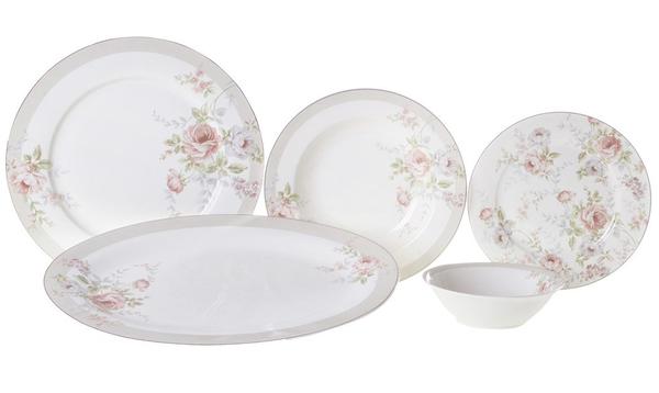 Bricard 25 Parça Porselen Yemek Takımı Çiçekli | Yuvarlak | 6 Kişilik