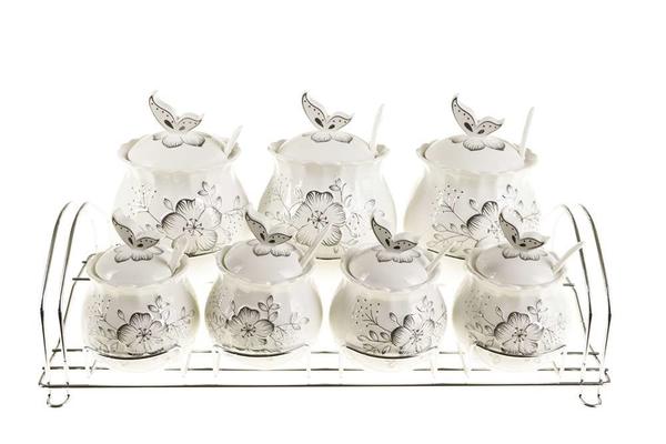 Almina Baharat Kavanoz Seti 21 Parça Beyaz Gümüş