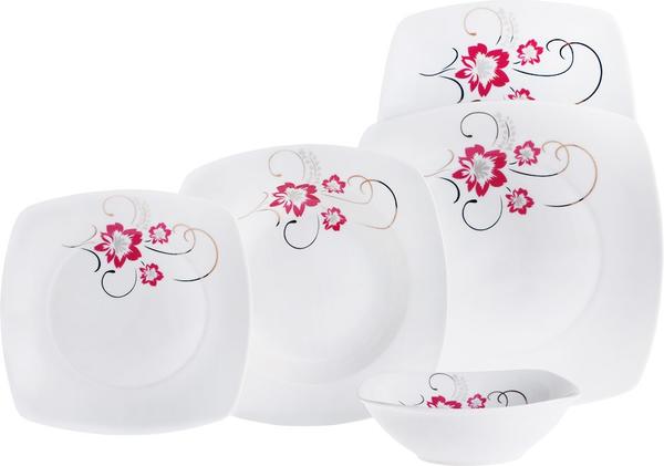 Bricard 25 Parça Porselen Yemek Takımı Çiçekli | Kare | 6 Kişilik