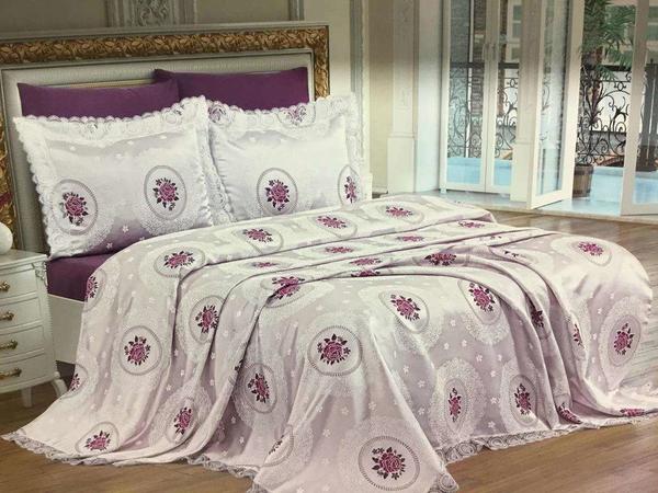 Danteel Home Pike Takımı Çift Kişilik 240x250 Nakışlı ve Nakışsız Yastık Kılıfı Mürdüm