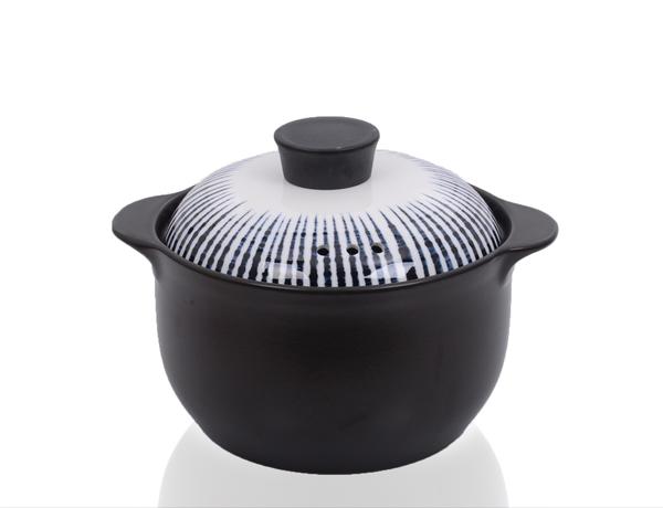 Bayev | Çizgili Porselen Gri Güveç Tencere