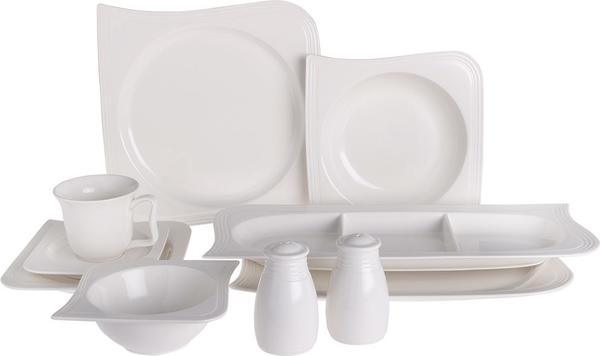 Bricard Rodez 66 Parça Porselen Yemek Takımı S-Form Sade | Beyaz |12 Kişilik