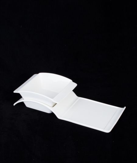 Porselen Tepsili 4 Lü Sunum Kase