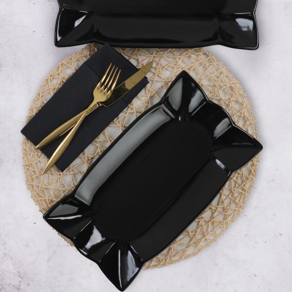 Keramika | 2'li Yıldız Siyah Kayık Tabak 30 Cm