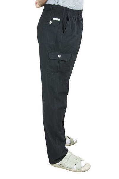 Berat Lüks Keten Siyah Erkek Şalvar - Hac Umre Pantolonu