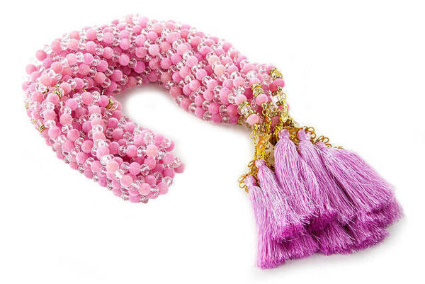 Spezielle Samt gemusterte Quaste 99 Stück Crystal Hajj Umrah Geschenk Gebetsperlen - Pink