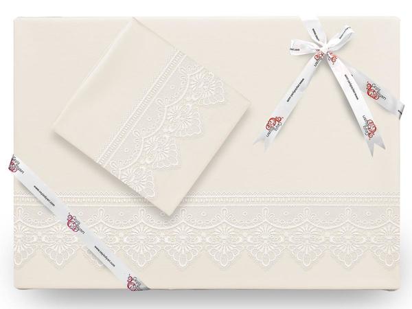 Kristal French Guipure Bettbezug Set Creme