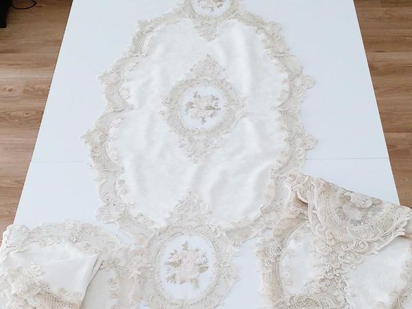 Fransız Güpürlü Elite Kadife Salon Takımı 5 Parça Krem