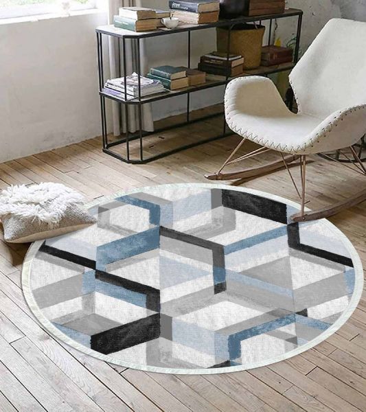 Birkilim Yuvarlak Yıkanabilir Dekoratif Halı İpeksi Kaymaz Taban | MLN-IP-YU-HT-175