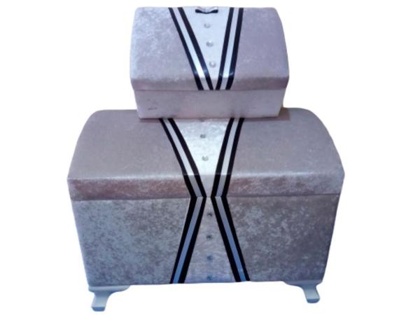 Damat Figürlü Bombeli 2 Li Çeyiz Sandığı Gri