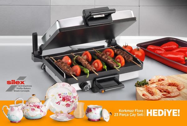 Silex Tost / Lahmacun / Izgara Makinesi | Gümüş | Korkmaz Çay Seti Hediyedir !