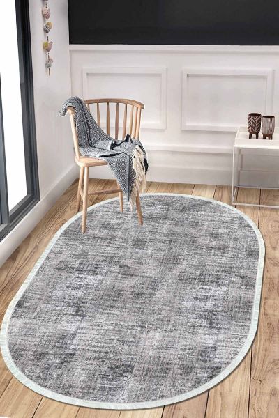 Birkilim Oval Yıkanabilir İpeksi Kaymaz Taban Dekoratif Halı | MLN-IP-O-HT-565