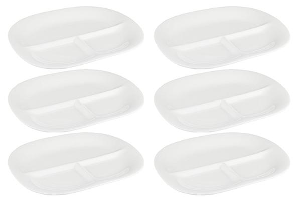 Bavary Porselen Servis Tabağı 3 Bölmeli | Beyaz | 6 Kişilik