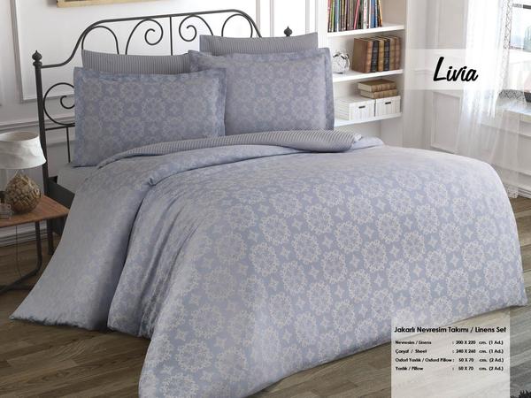 طقم غطاء لحاف مزدوج بلاتينيوم من مينتيكس - أزرق ليفيا