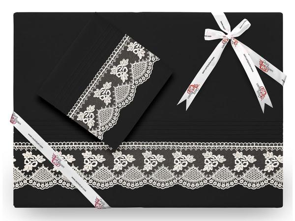 Monolithic Lux French Laced Bettbezug Set Schwarz