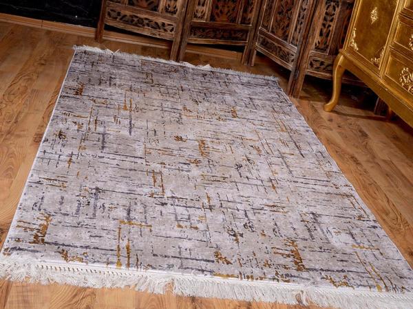 Latex Kaymaz Taban Dijital Baskı Kadife Halı Arzu Sarı 150x220 Cm