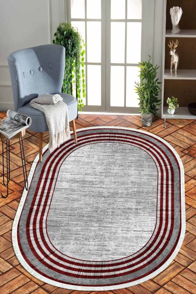 Birkilim Oval Yıkanabilir İpeksi Kaymaz Taban Dekoratif Halı | MLN-IP-O-HT-665