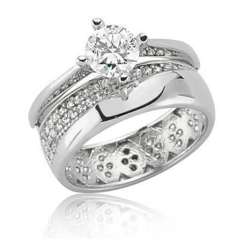 Gümüş Çift Taraflı Tek Taş Bayan Yüzük