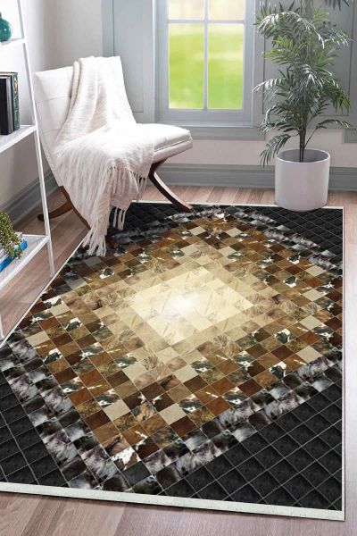 Birkilim Yıkanabilir Dekoratif Halı İpeksi Kaymaz Taban | MLN-IP-SD-388