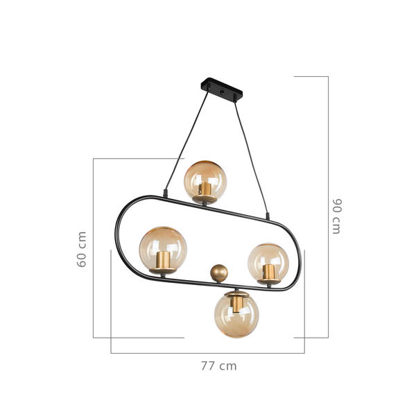 ثريا من 4 قطع من تابال أسود