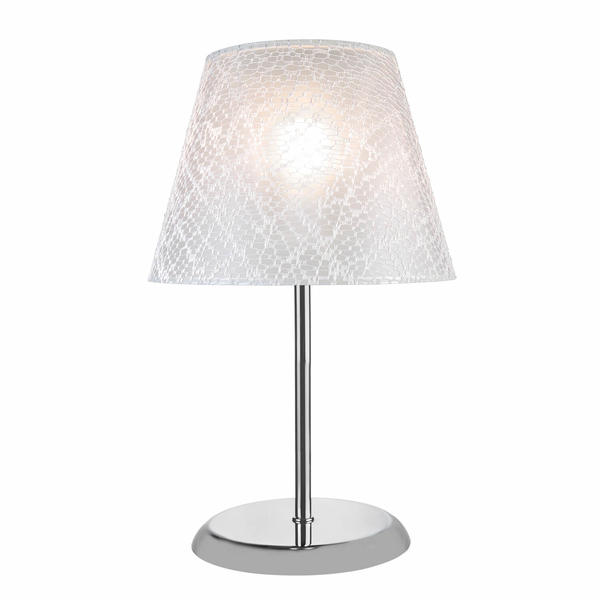 Elva Abat-jour Chrome Pied Chapeau Mesh Blanc
