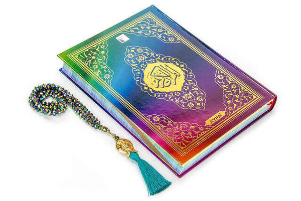 Gökkuşağı Kuranı Kerim - Sade Arapça - Bilgisayar Hatlı - Rahle Boy - Sesli - Kristal Tesbih Set