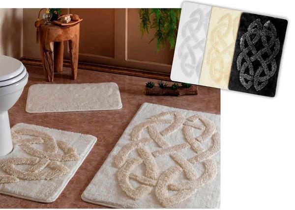 Taç Comfort Lüks Roselin Banyo Paspas Seti 3 Parca Siyah