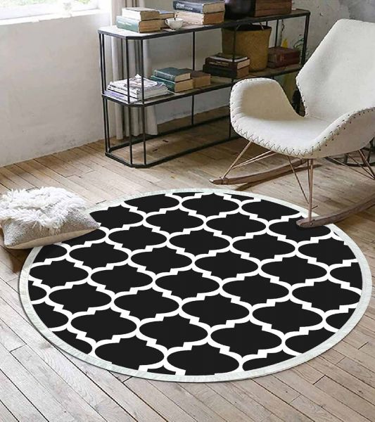 Birkilim Yuvarlak Yıkanabilir Dekoratif Halı İpeksi Kaymaz Taban | MLN-IP-YU-HS-178