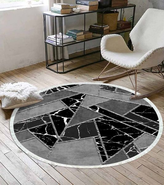 Birkilim Yuvarlak Yıkanabilir Dekoratif Halı İpeksi Kaymaz Taban | MLN-IP-YU-HT-165