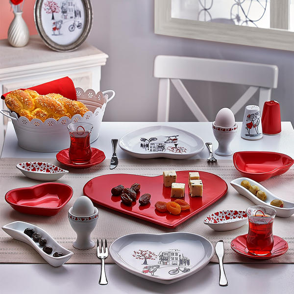 Red Love Kahvaltı Takımı 15 Parça 4 Kişilik | Keramika