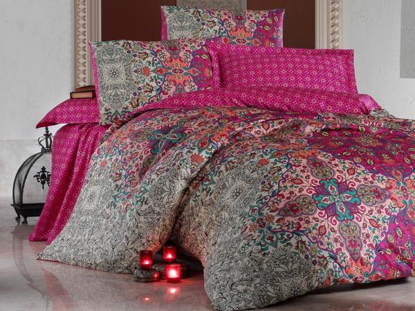 Cotton Box Royal Saten Tuğba Çift Kişilik Nevresim Takımı Fuşya