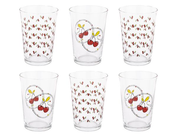 008-01-6 PARÇA VİŞNE DESENLİ SU BARDAĞI TAKIMI