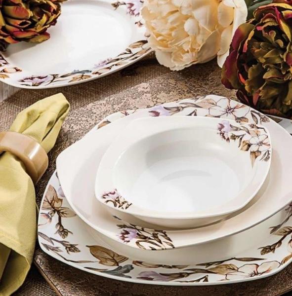 Neva Velux 24 Parça Bone Kare Porselen Yemek Takımı | 6 Kişilik | N650