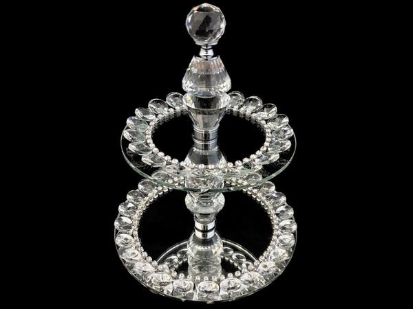 Dekonaz 2 Katlı Kristal Servis Tabağı | DTX-Kristal-92