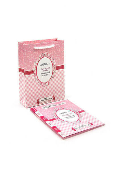 10 Stück - Yasin-Buch - Beutelgröße - 64 Seiten - Mit Namensschild - Pappbeutel - Rosa Farbe - Mevlid