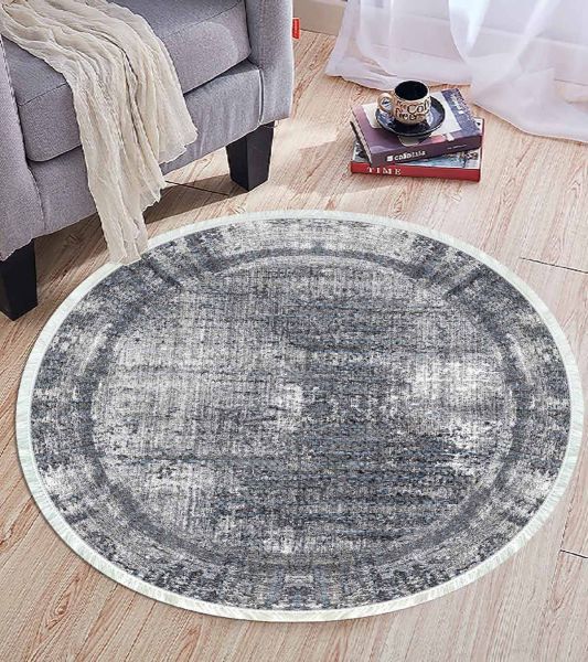 Birkilim Yuvarlak Yıkanabilir Dekoratif Halı İpeksi Kaymaz Taban | MLN-IP-YU-HT-581