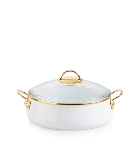 Acar Küche | Qualita Emaille 28 cm New Form Weiß Low Pot